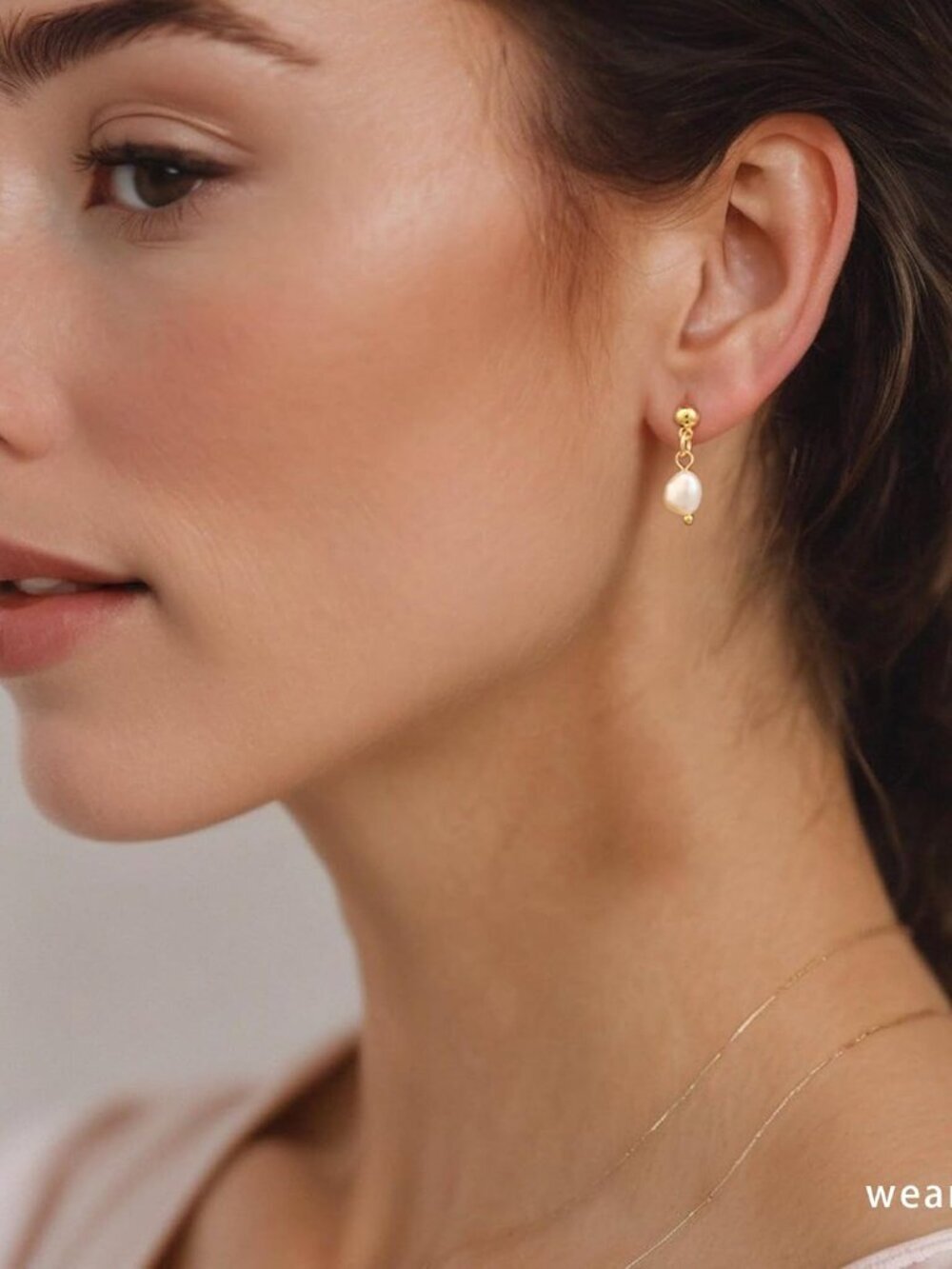 Women's 4 Pearl Earring Set 14k Gold Plated Jewelry Gold Hoop Earrings - Picture 4 of 6
